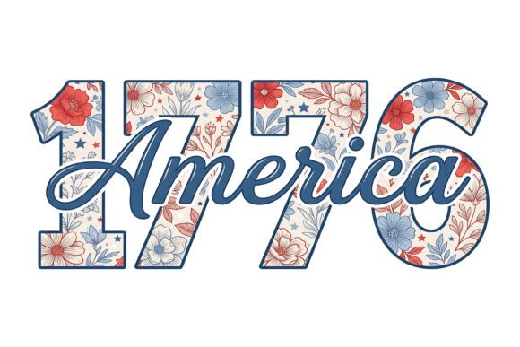 America 1776 Floral Vintage Design: A Timeless Creative Asset