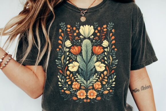 Cactus Floral Folk Art: A Unique Design Asset