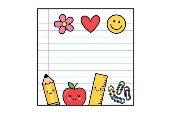 Cute School Supplies Kawaii Design: A Modern Visual Asset