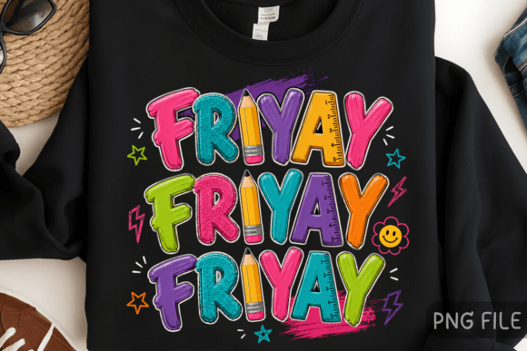 Happy Friyay PNG: Elevate Teacher Shirt Design with Playful Typography