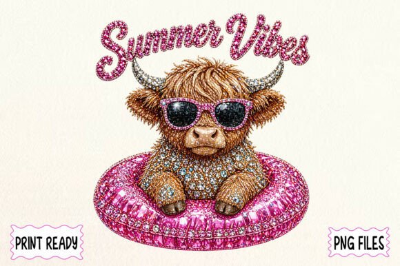 Highland Cow Bling Summer Design: Sparkle for Your Projects