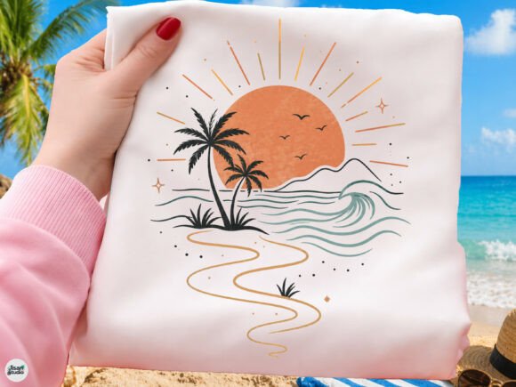 Minimal Beach Sunset Line Art PNG: A Designer's Asset