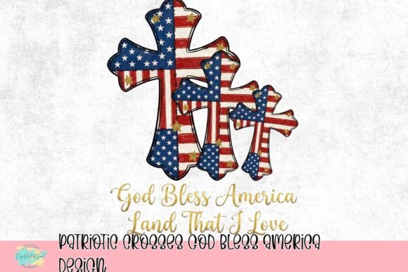 Patriotic Crosses God Bless America Design: A Visual Tribute