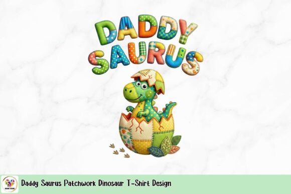Playful Daddy Saurus Patchwork Dinosaur Design