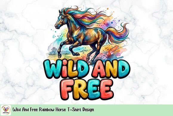 Wild and Free Rainbow Horse: A Vibrant Design Asset