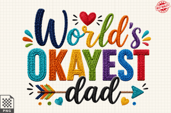 World's Okayest Dad Faux Yarn PNG Design for Creative Projects